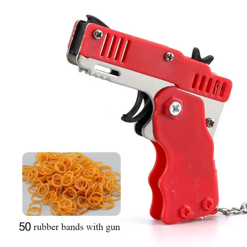 1pcs Keychain Foldable Rubber Band Launching Pistol Suitable for Children's Outdoor Party Gift Boy Competitive Shooting Fun Gift