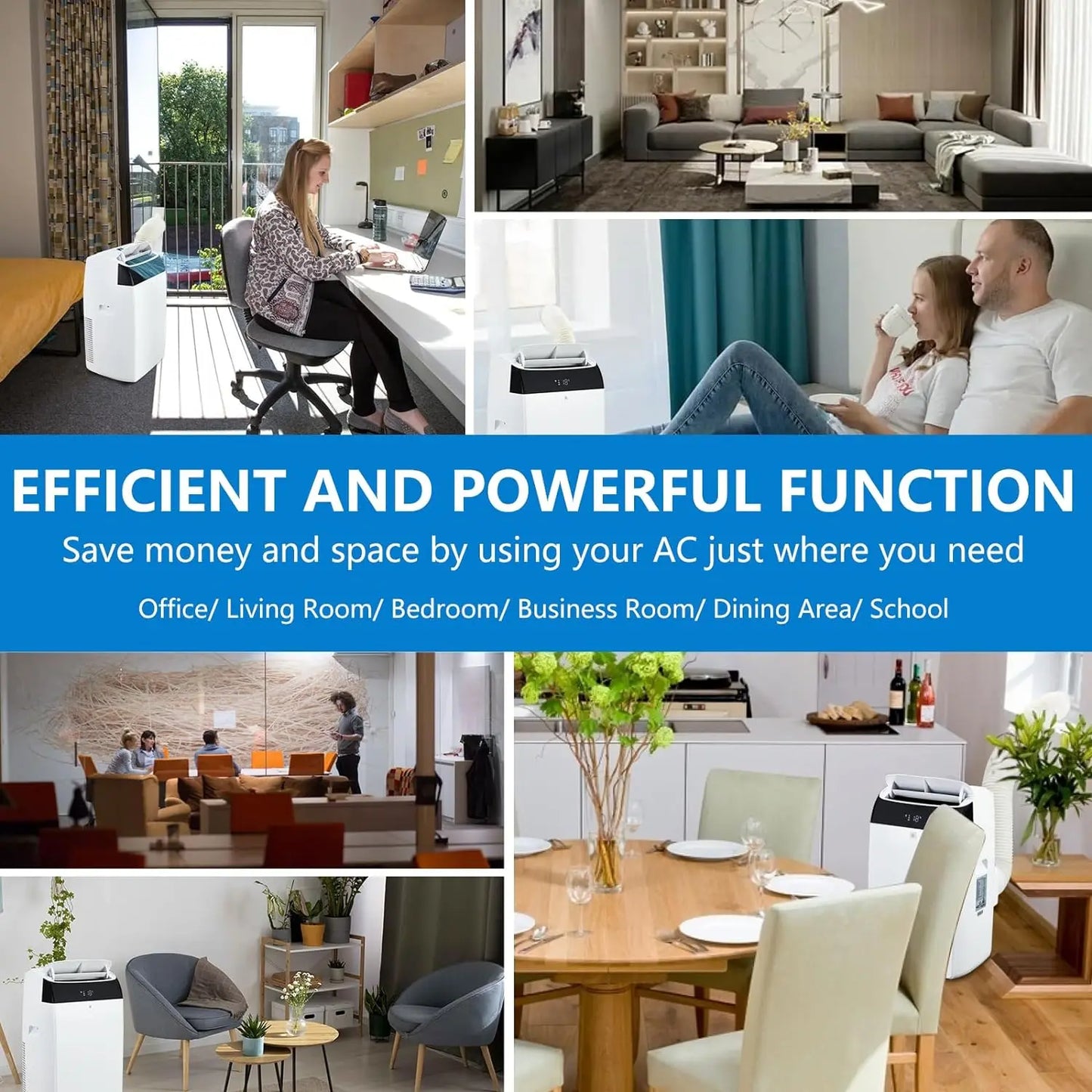 Portable Air Conditioner 3 in 1 with Remote Cool & Dual Motors & Auto Swing, 14000 BTU(ASHRAE)/10200 BTU (SACC),