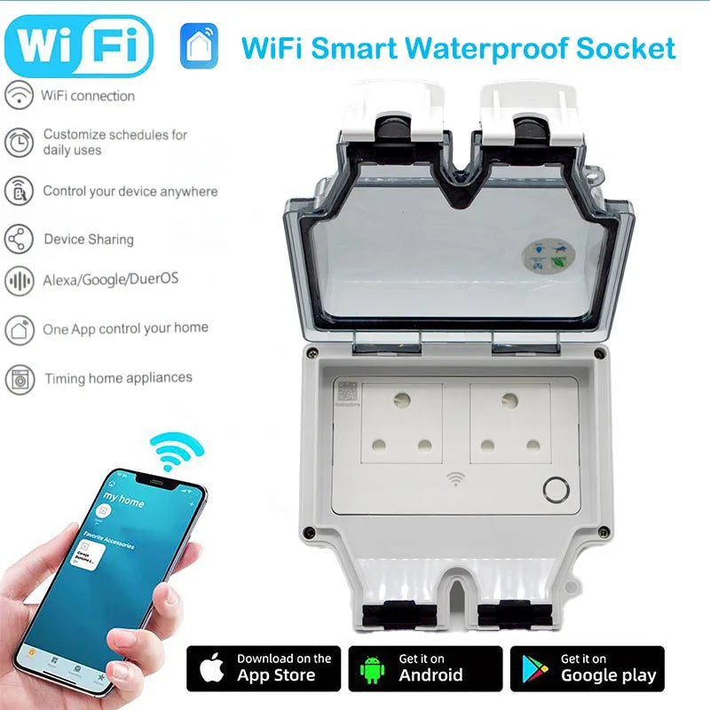 16A Smart Socket IP66 Waterproof Plug 86Type Outdoor Switch WiFi Israel Standard Power Jack App Remote Control With Smart Life