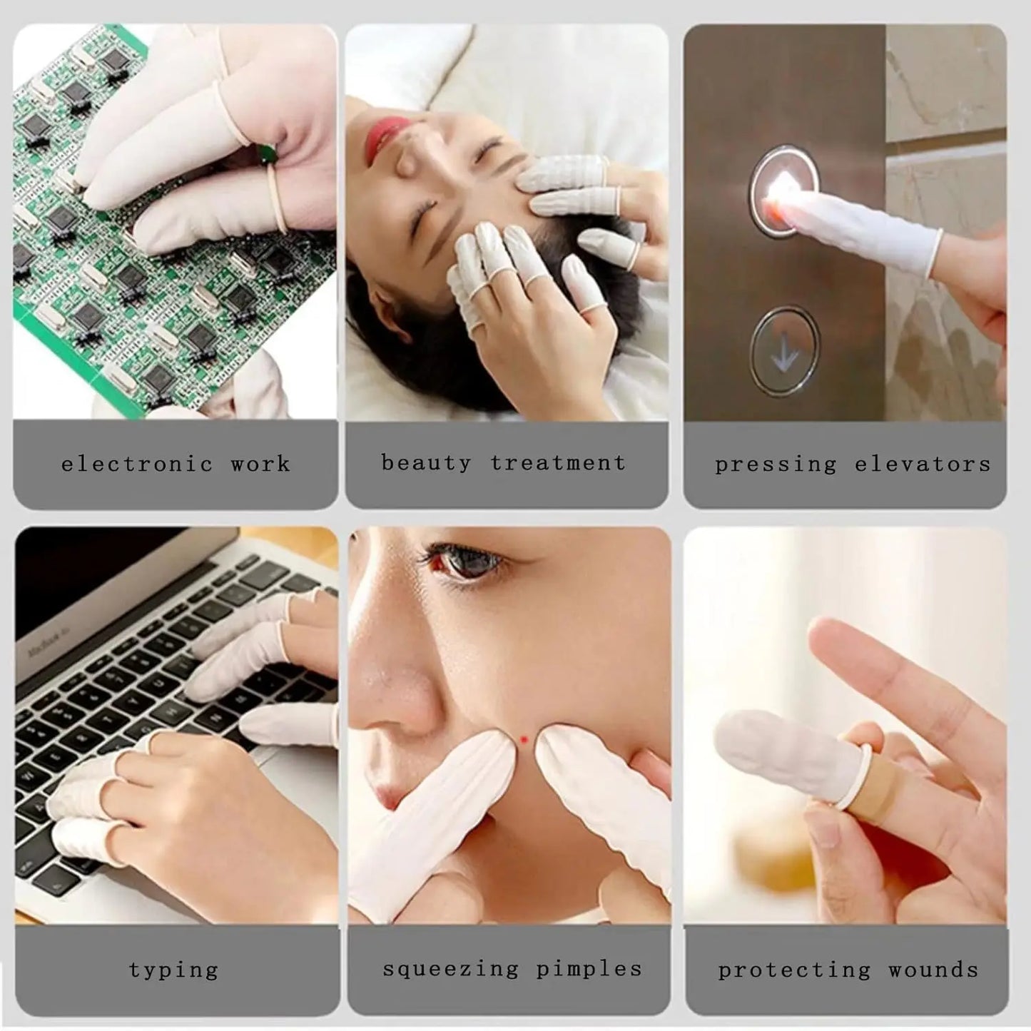 100Pcs Disposable Finger Cover Non-slip Latex Medium Fingertips Protector Gloves Non-toxic Anti-static Tool for Workplace Safety