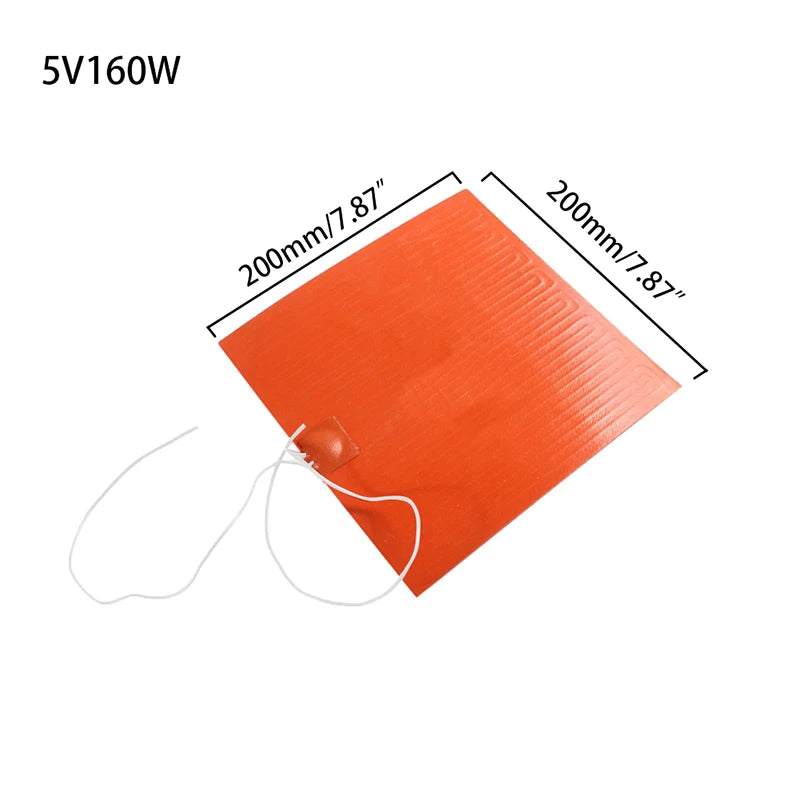 5V/12V/24V/220V 0.4W Silicone Heating Pad Rubber Heat Mat Waterproof Heated Bed Plate Flexible 3D Printer Pad Household Tool