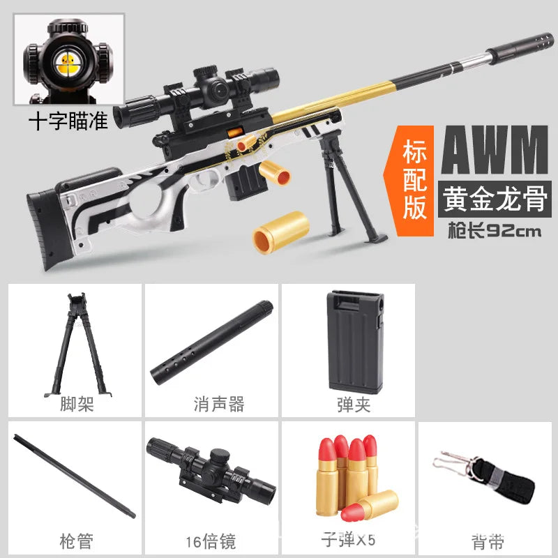 DIY Sniper Rifle Soft Bullets with Scope Manual Shell Ejection Toy Gun Outdoor Cs Game Prop Toy for Adult Boys Birthday Gift