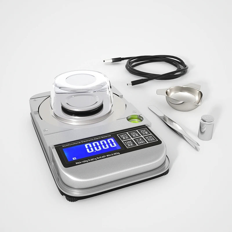 Easyover 50g/100g x 0.001g USB Charging Jewelry Scale Precision LCD Digital Fixed-number Warning Medicinal Lab Balance Weight