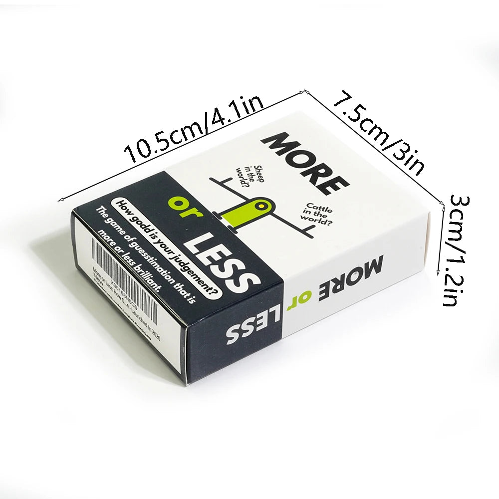 More or Less Card Game The Quiz Game Based On Fun Trivia Board Game How Good Is Your Judgement First Edition 1pc Educational Gam