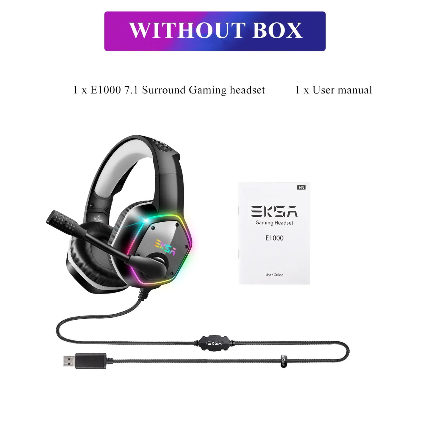 EKSA E1000 RGB Gaming Wireless Headphone with Mic Over-Ear Headphones 7.1 Surround Sound Wired Headset For PC PS4/PS5