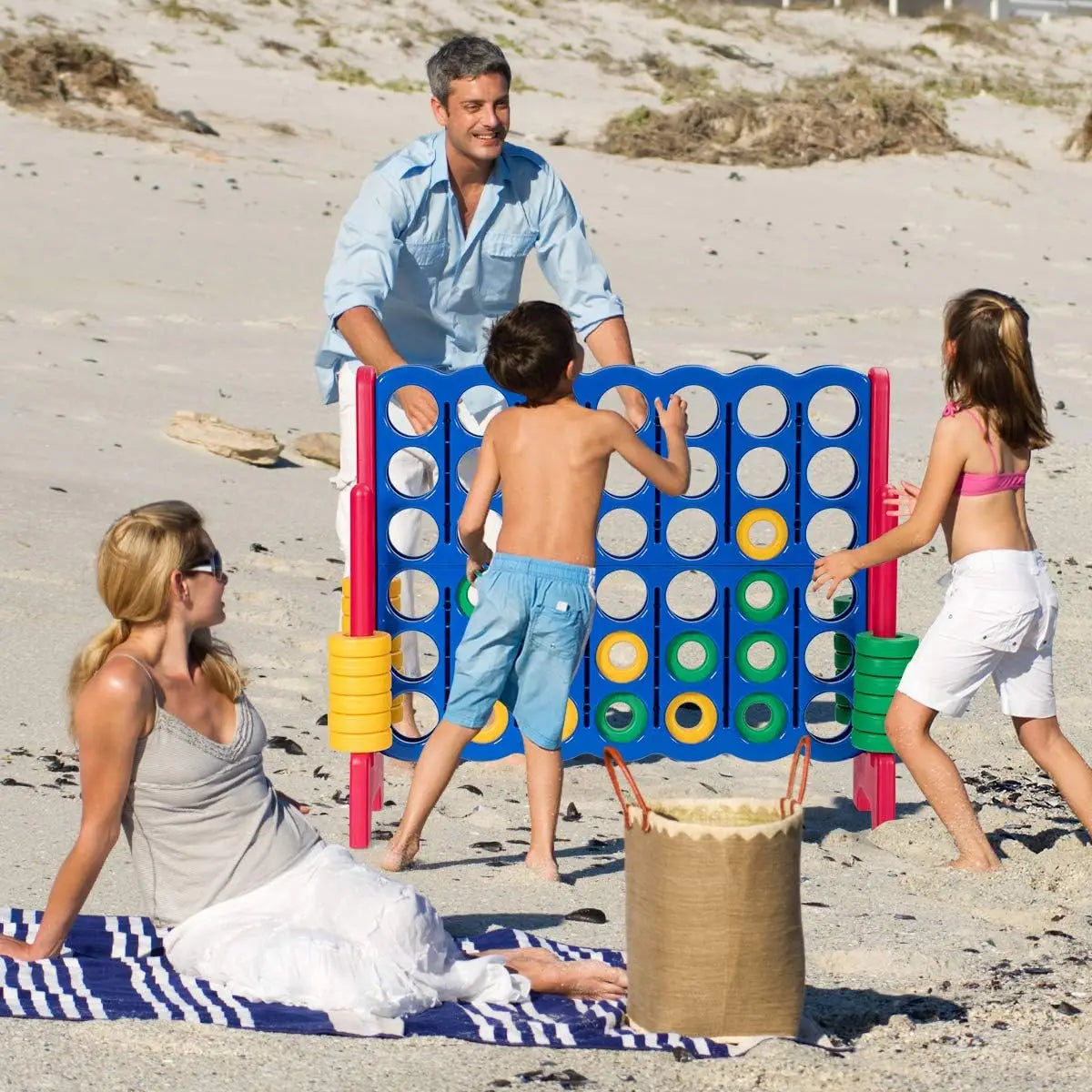Giant 4-in-A-Row, Jumbo 4-to-Score Giant Games for Kids & Adults, Indoor Outdoor Party Family Connect Plastic Game, 4 Feet Wide