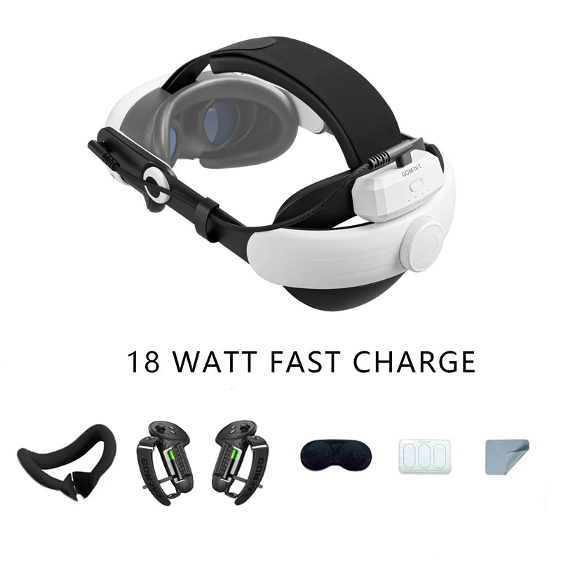 GOMRVR Comfort Battery EIite Strap Compatible with Meta Quest 3 Replacement of Head Strap 18 watt Fast Charge 5000 battery