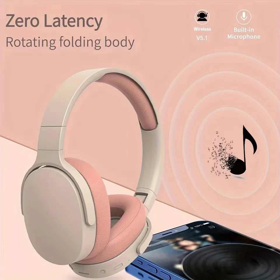 P2961 Over Ear Wireless Bluetooth Headphones HIFI Stereo Headsets True Sports Gamer Earphones TF/AUX Music Player with Mic Gifts