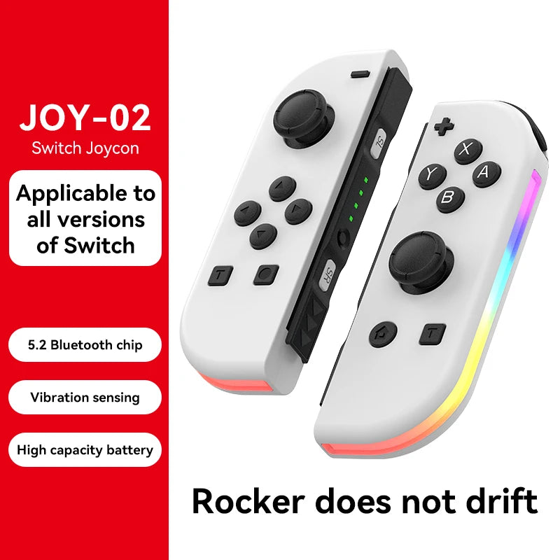 BT 5.2 Joy Controller RGB LED Switch L/R Joypad for Nintendo Switch/Lite/Oled JoyCon Gamepads Joystick with Dual Vibration