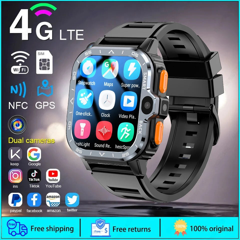 2024 New SIM Smart Watch 4G Network GPS Navigation Wifi NFC Dual Camera 64G ROM Storage Video Music Smartwatches For Android iOS