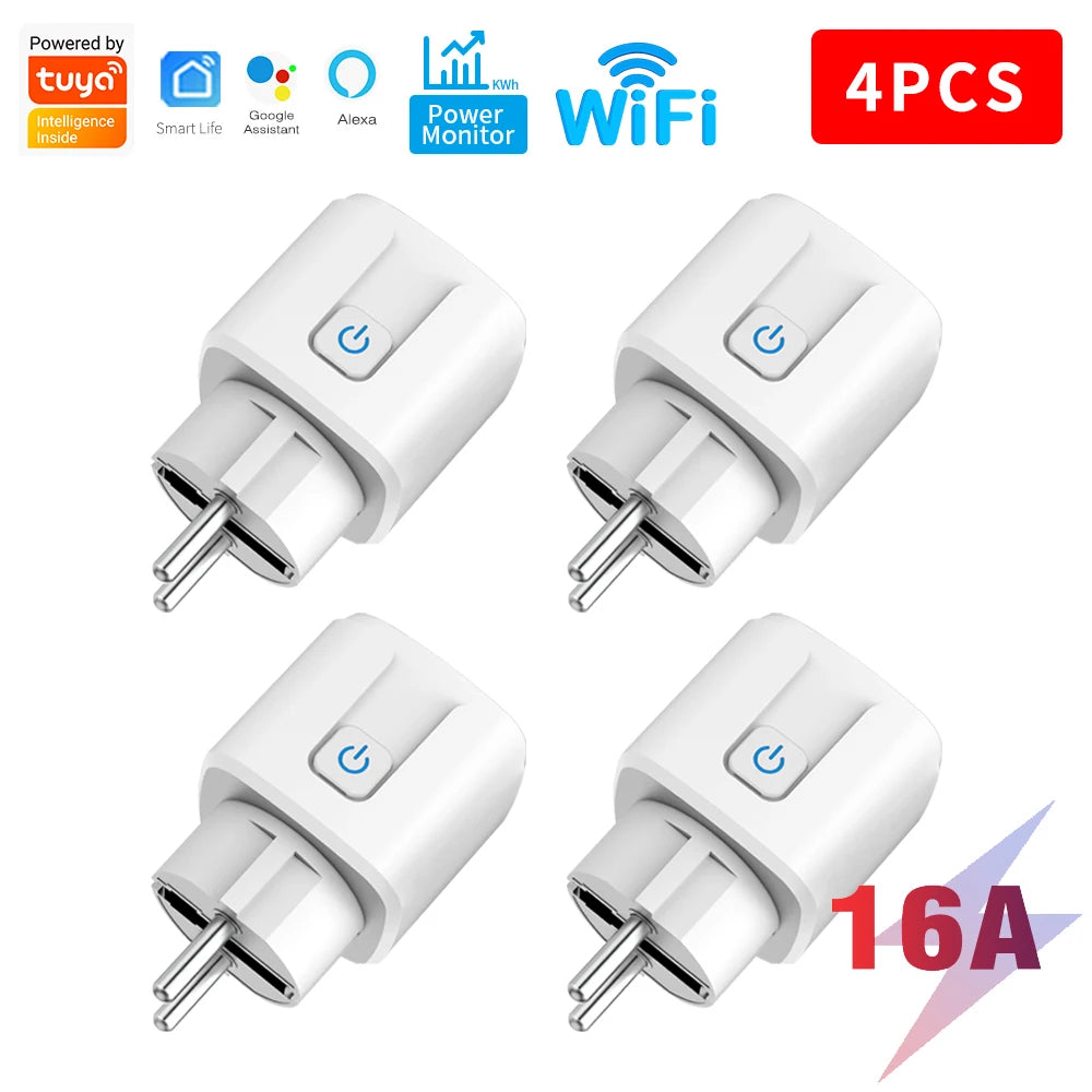 Smart Plug WiFi Socket EU 16A/20A With Power Monitor Timing Function Tuya Smart Life APP Control Works With Alexa Google Home
