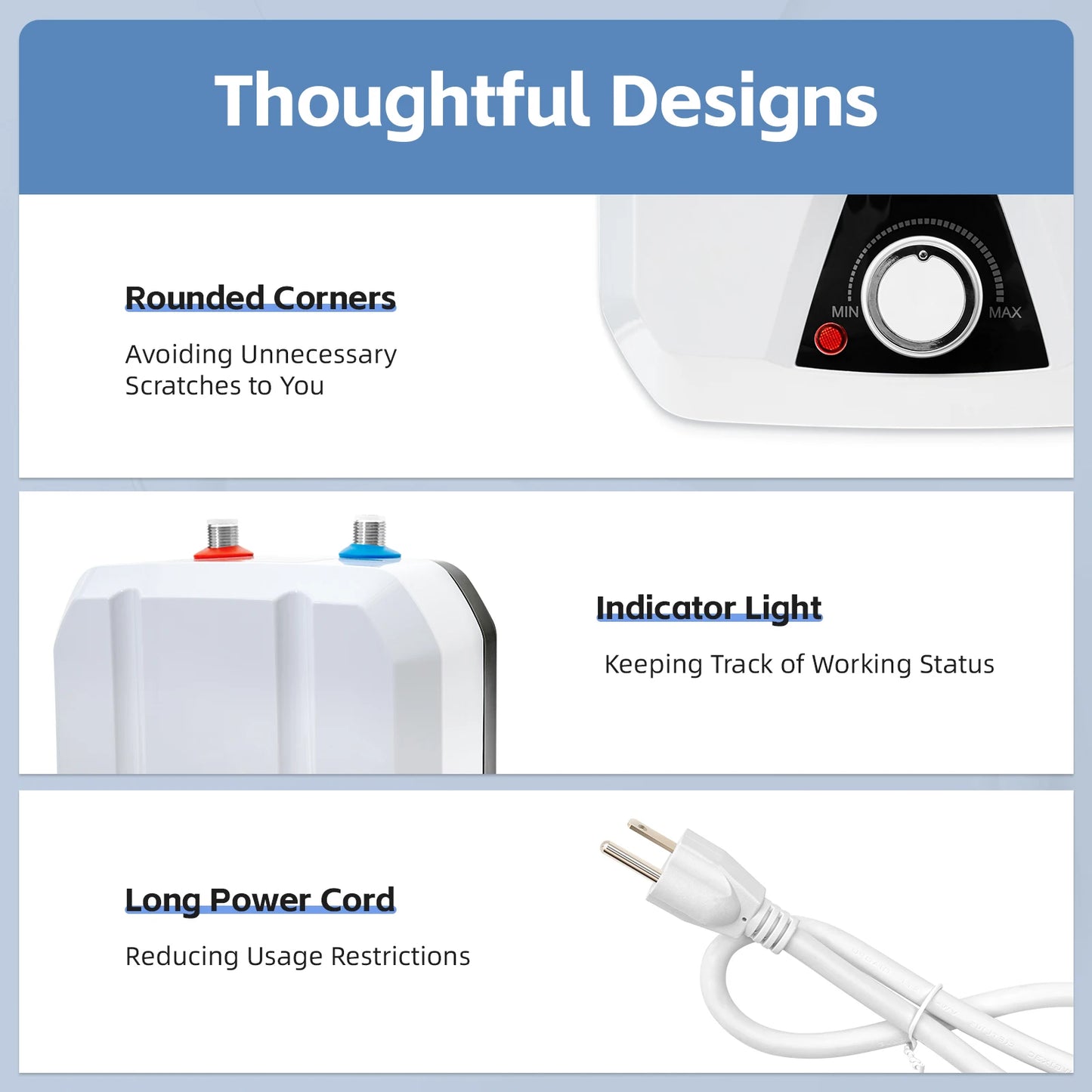 1500W Electric Water Heater Kitchen Household Electrical 8L/2.1GL Huge-110V Instant Hot Water for Kitchen RV Trailer Bathroom