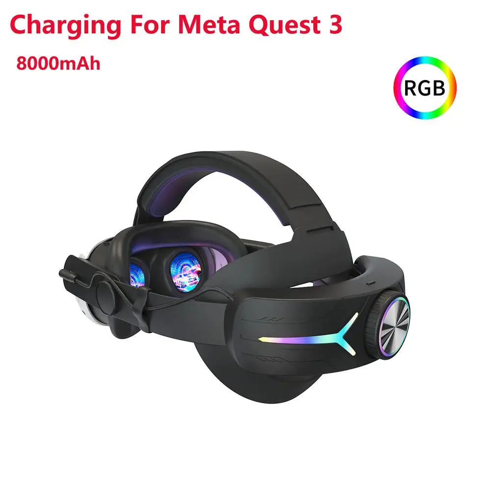 VR Head Strap Comfortable Sponge Headwear Charging Headset With Built-In 8000mAh Batteries For Meta-Ques-t 3 VR Accessories