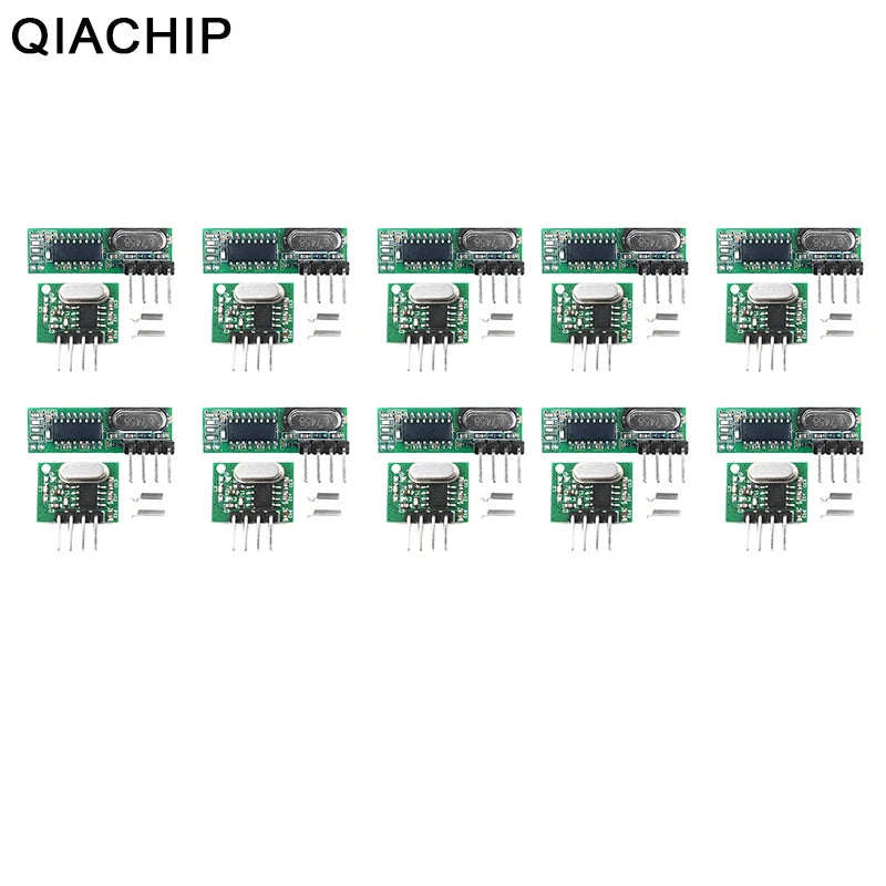 QIACHIP 433 Mhz Superheterodyne RF Receiver and Transmitter Module For Arduino Uno Wireless Module Diy Kit Free Gift antenna