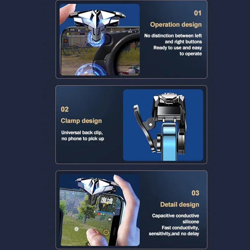 G10 Mobile Phone Game Trigger 4 Fingers Aim Shooting Free Fire L1R1 Gamepad Joystick Controller for IOS Android E-sports Button