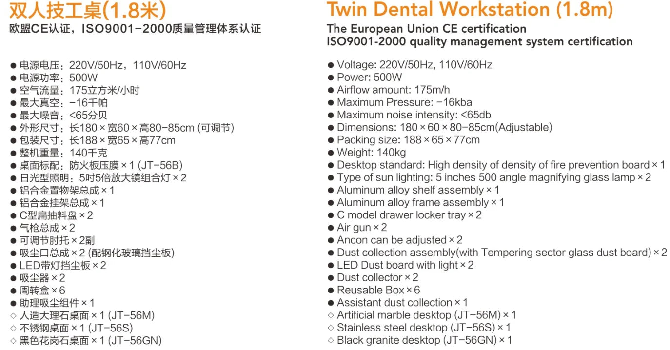 twin Dental technician desk 1.8m dentistry workbench dentist working table hospital console double dental workstation