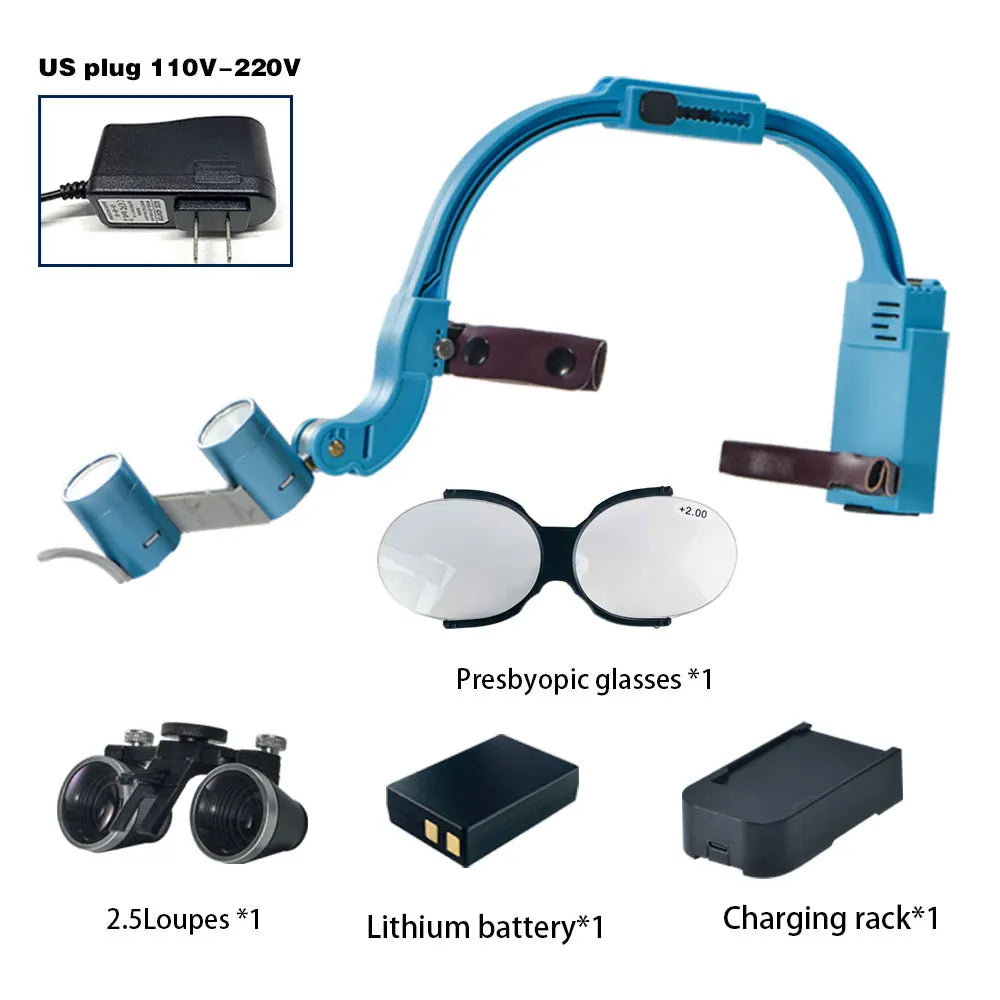 Dental 2.5X 3.5X 5X 6X Optional Loupe Magnification Binocular Surgical Magnifier with Headlight LED Light Dentist Medical Loupes