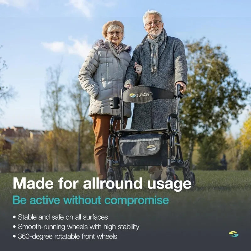 home.2 in 1 Walker Wheelchair Combo - Foldable Aluminum Rollator with Footrests - Convertible to a Transport Chair - Maximum Mob