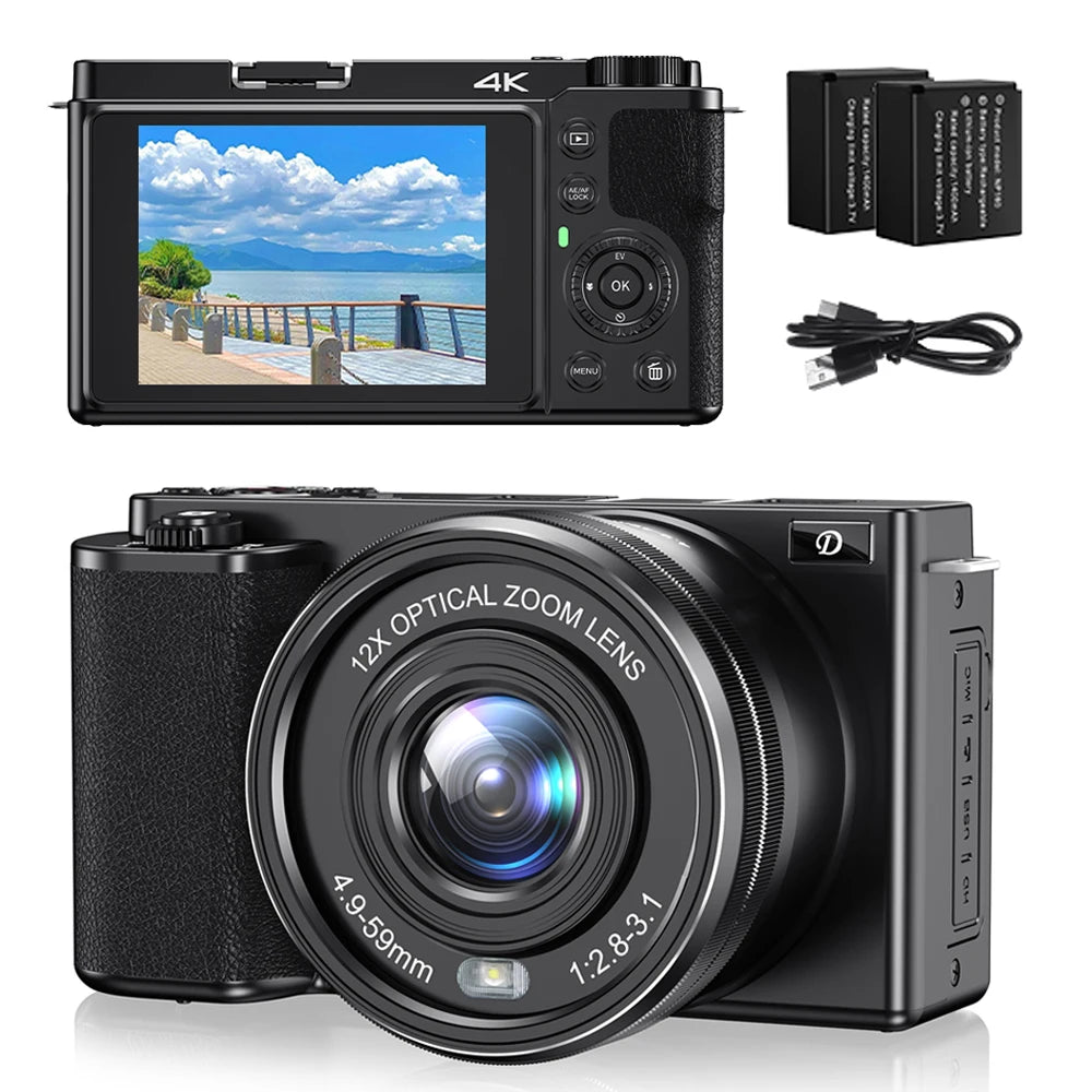 Komery 12X Optical Zoom SLR DSLR Camera 4K 64MP HD Digital Cameras For Photography Auto Focus WiFi Video Vlog Webcam Camcorder