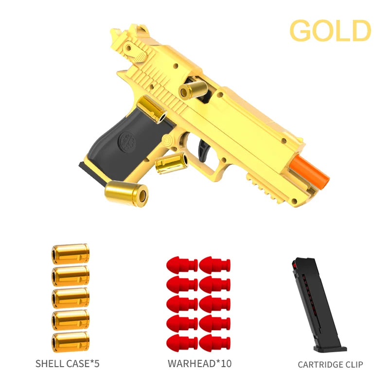 Outdoor Games Gold Desert Eagle Soft Bullet Toy Gun Launcher Automatic Shell Throwing Continuous Pistol Adult Boy Catapult Gifts