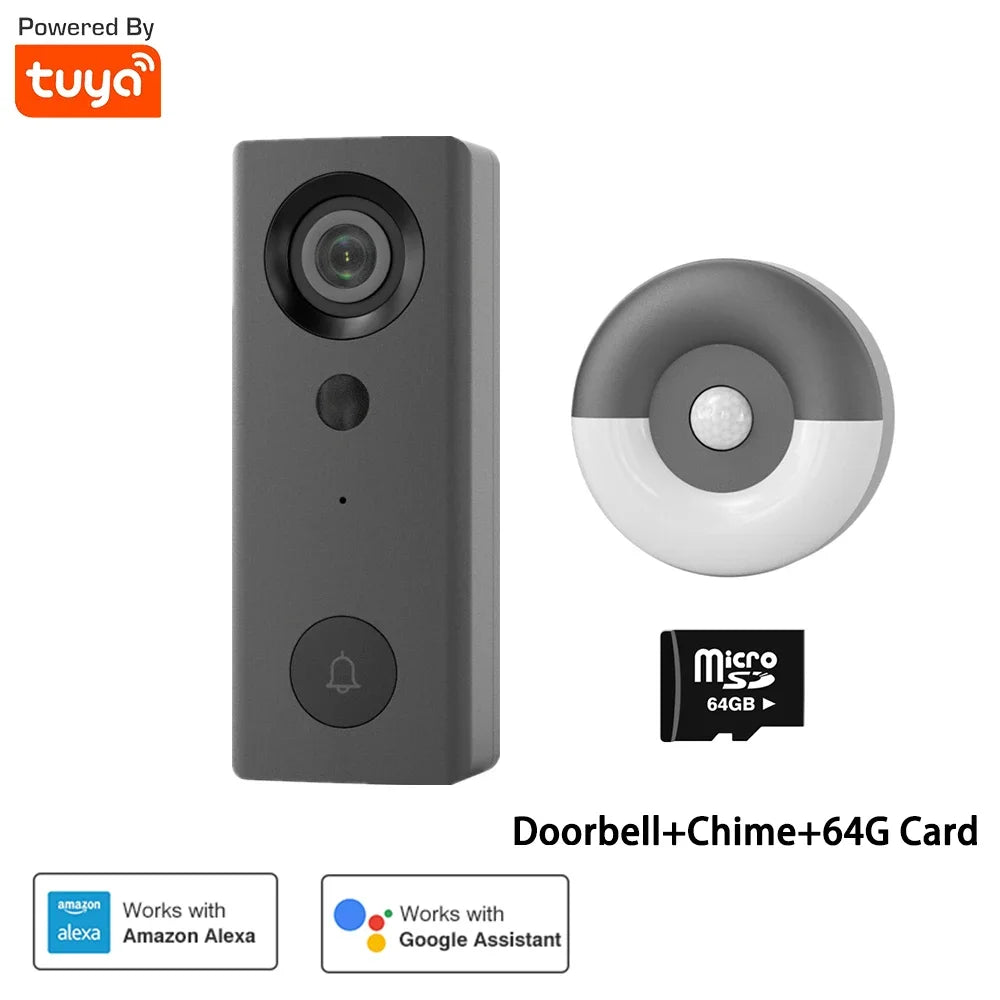 Smart Home WiFi Wired Video Doorbell 1080P HD Tuya Doorbell with Security Camera Two-Way Talk Support Alexa Google Home Doorbell
