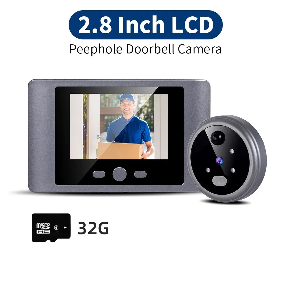 Wireless Home Security Peephole Video Doorbells 480P Digital Door Peepholes with Camera Mic Support Video Record No APP No Wifi