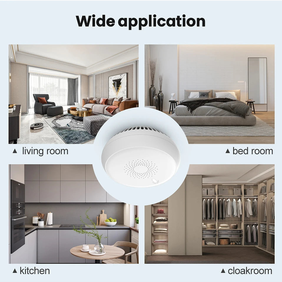 MIUCDA Tuya Zigbee WiFi Smart Smoke Detector Sensor, Home Security Smoke Alarm For Home Security Smoke Alarm Fire Equipment
