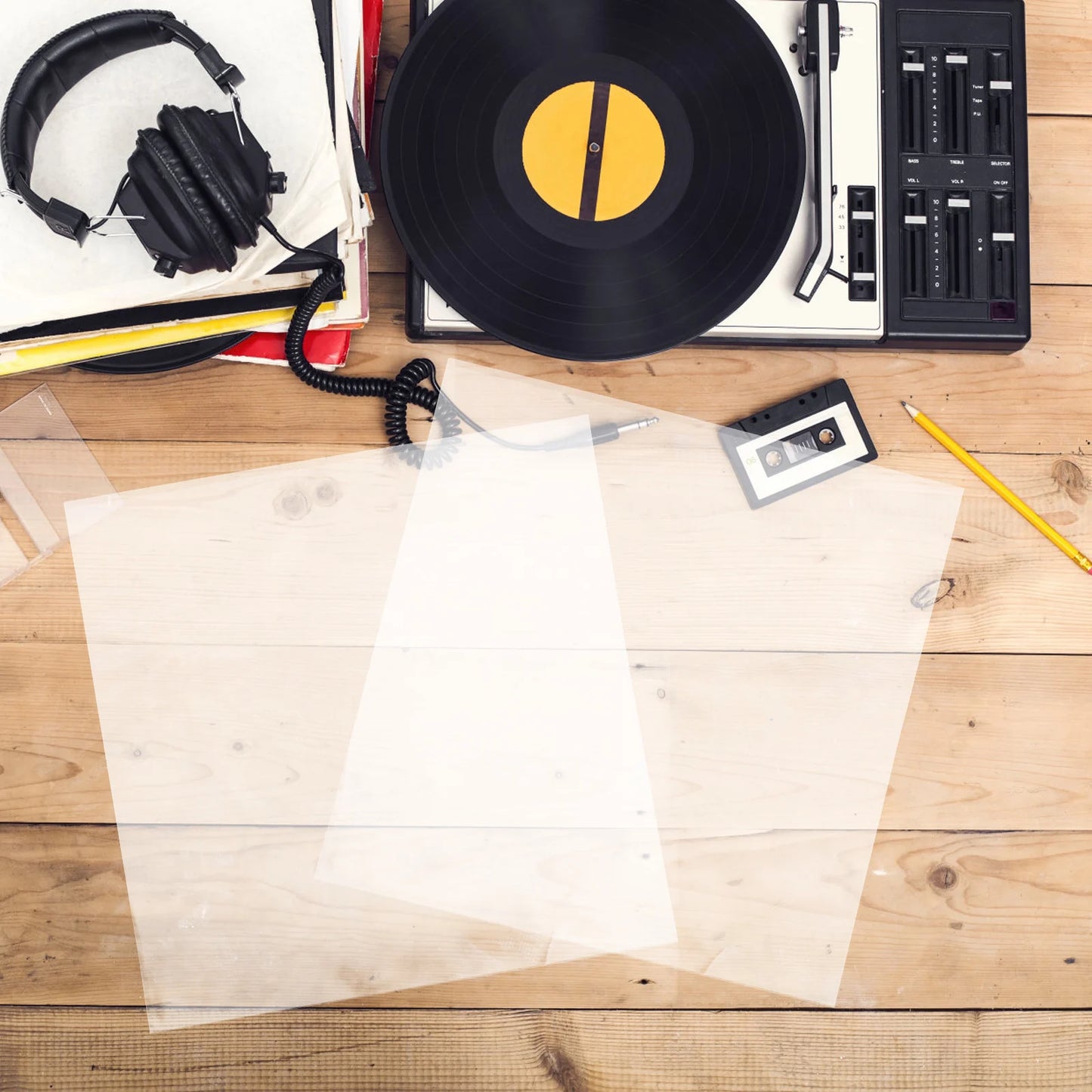 30Pcs Outer Vinyl Record Sleeves Covers Adhesive Plastic Record Protection Cover Vinyl Record Outer Sleeves Album Covers