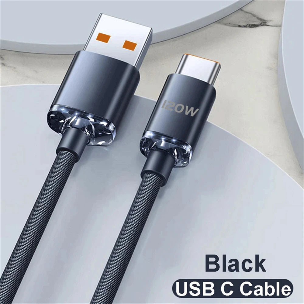 NNBILI 120W 6A Fast Charge USB Type C Quick Charge Cable For Samsung S23 Xiaomi 14 Huawei Phone Fast Charging Cable Data Cables