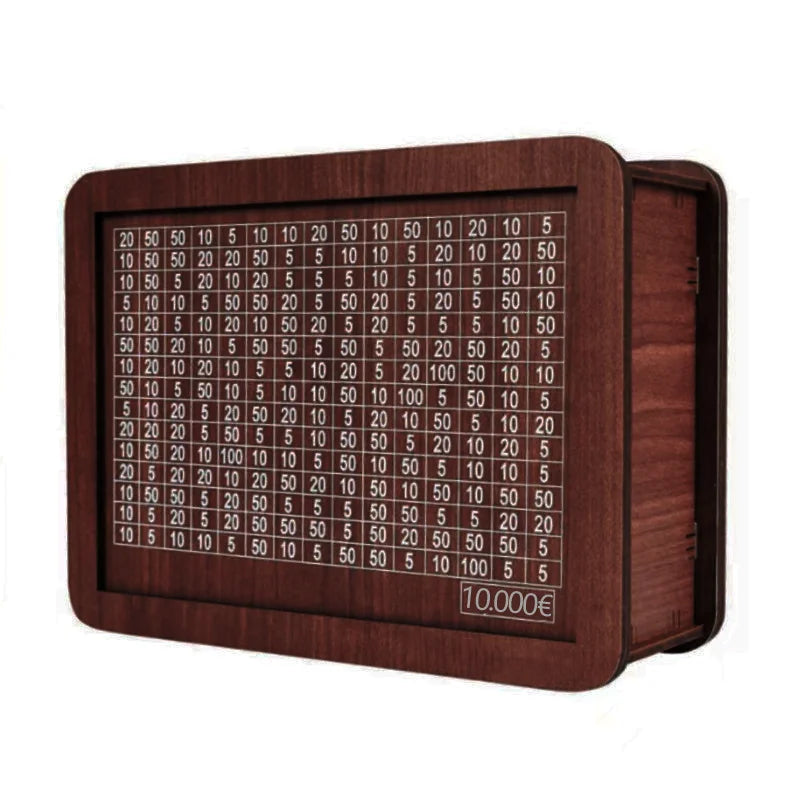 Wooden Money Saving Box Reusable Piggy Bank Money Container for 1000/2000/3000/5000/10000 Euro Cash Coin Case