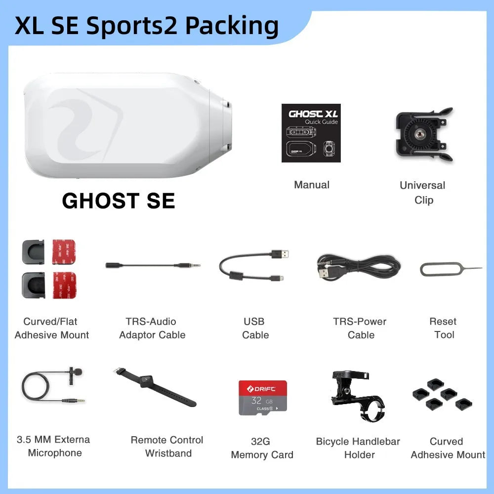 Drift Ghost XL SE Snow Edition Action Camera 1080P HD WiFi Live Streaming Sport Camera IPX7 Waterproof 9 Hour Battery For Bicycl