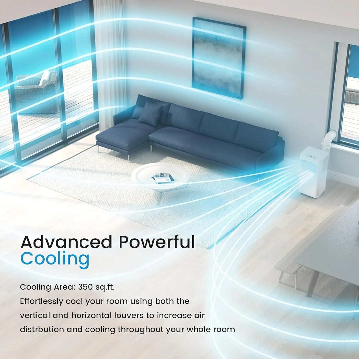 8000 BTU Portable Air Conditioners,Portable AC Cools up to 350 Sq.Ft,Room Air Conditioner with Remote Control,Dehumidifier