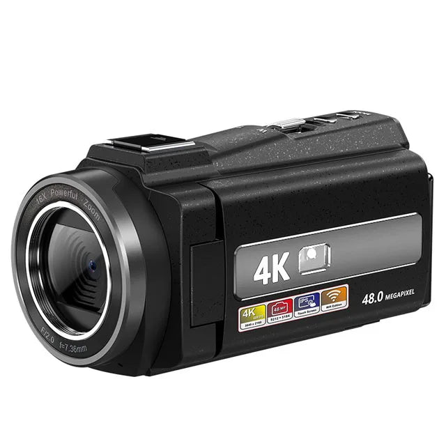 4K Video Camera Camcorder With Microphone 48MP Vlogging 16X Zoom 3.0" Touch Screen IR Night Vision Wi-Fi Vlog Cameras Web