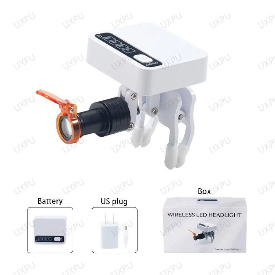 5W Portable Wireless Headlight, Suitable For Dentistry And Medical Laboratories, Equipped With Square Magnetic Suction Battery