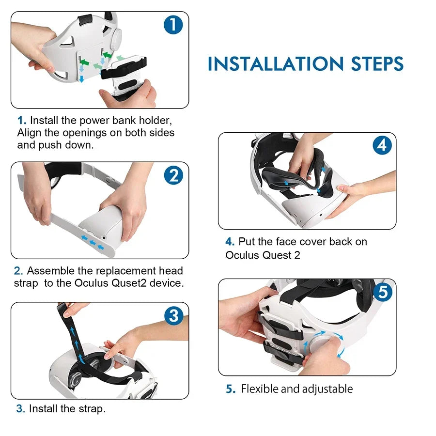 Adjustable Headband For Oculus Quest 2 3 Halo Head Strap Elite Head Strap battery warehouse For Meta Oculus Quest 2 Accessories
