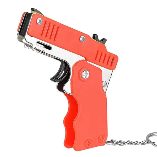 1pcs Keychain Foldable Rubber Band Launching Pistol Suitable for Children's Outdoor Party Gift Boy Competitive Shooting Fun Gift