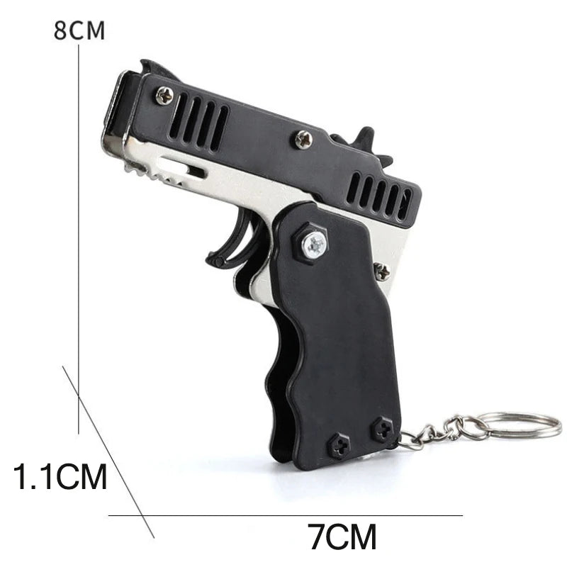 1pcs Keychain Foldable Rubber Band Launching Pistol Suitable for Children's Outdoor Party Gift Boy Competitive Shooting Fun Gift