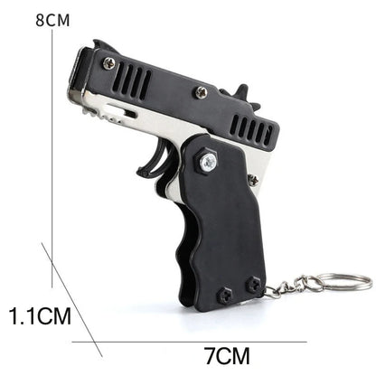 1pcs Keychain Foldable Rubber Band Launching Pistol Suitable for Children's Outdoor Party Gift Boy Competitive Shooting Fun Gift