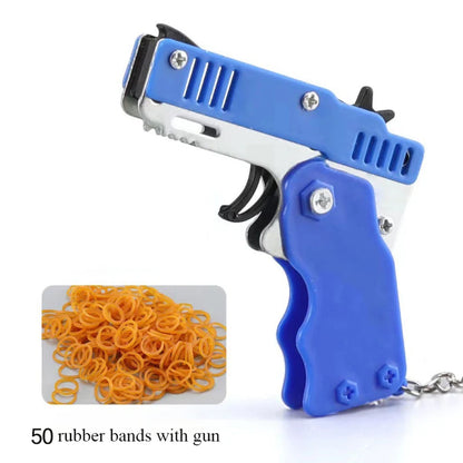 1pcs Keychain Foldable Rubber Band Launching Pistol Suitable for Children's Outdoor Party Gift Boy Competitive Shooting Fun Gift