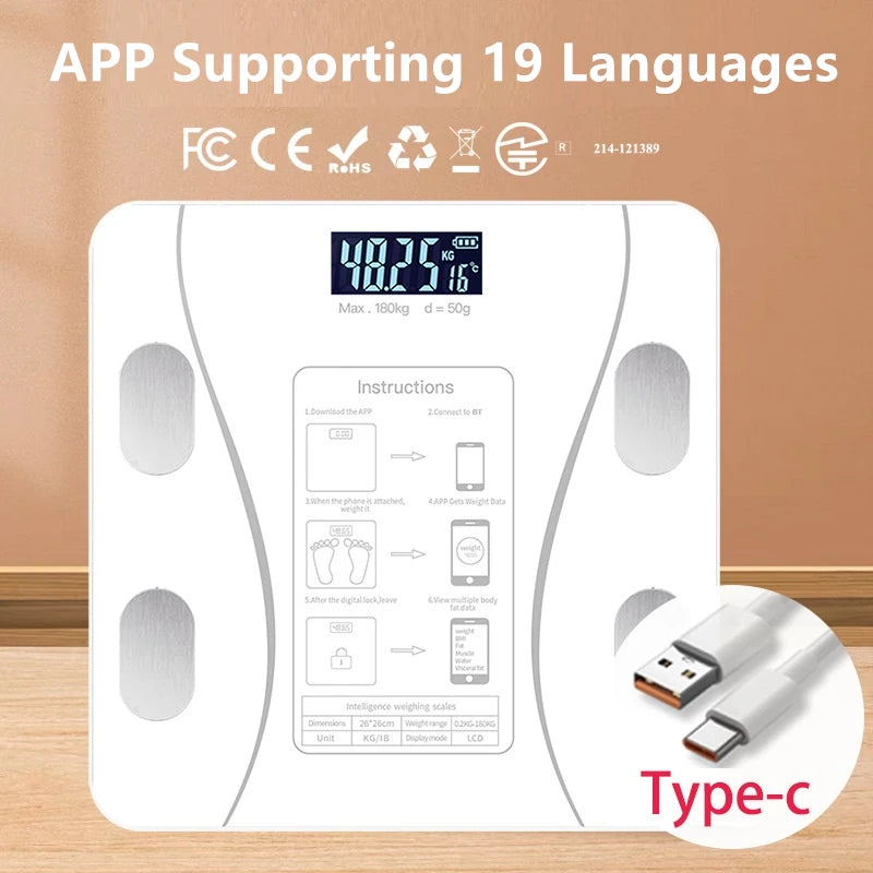 Bluetooth Scale Body Weight Smart Scale Digital Body Fat BMI Bathroom Scale Elis 1 Body Composition Monitor Health Analyzer