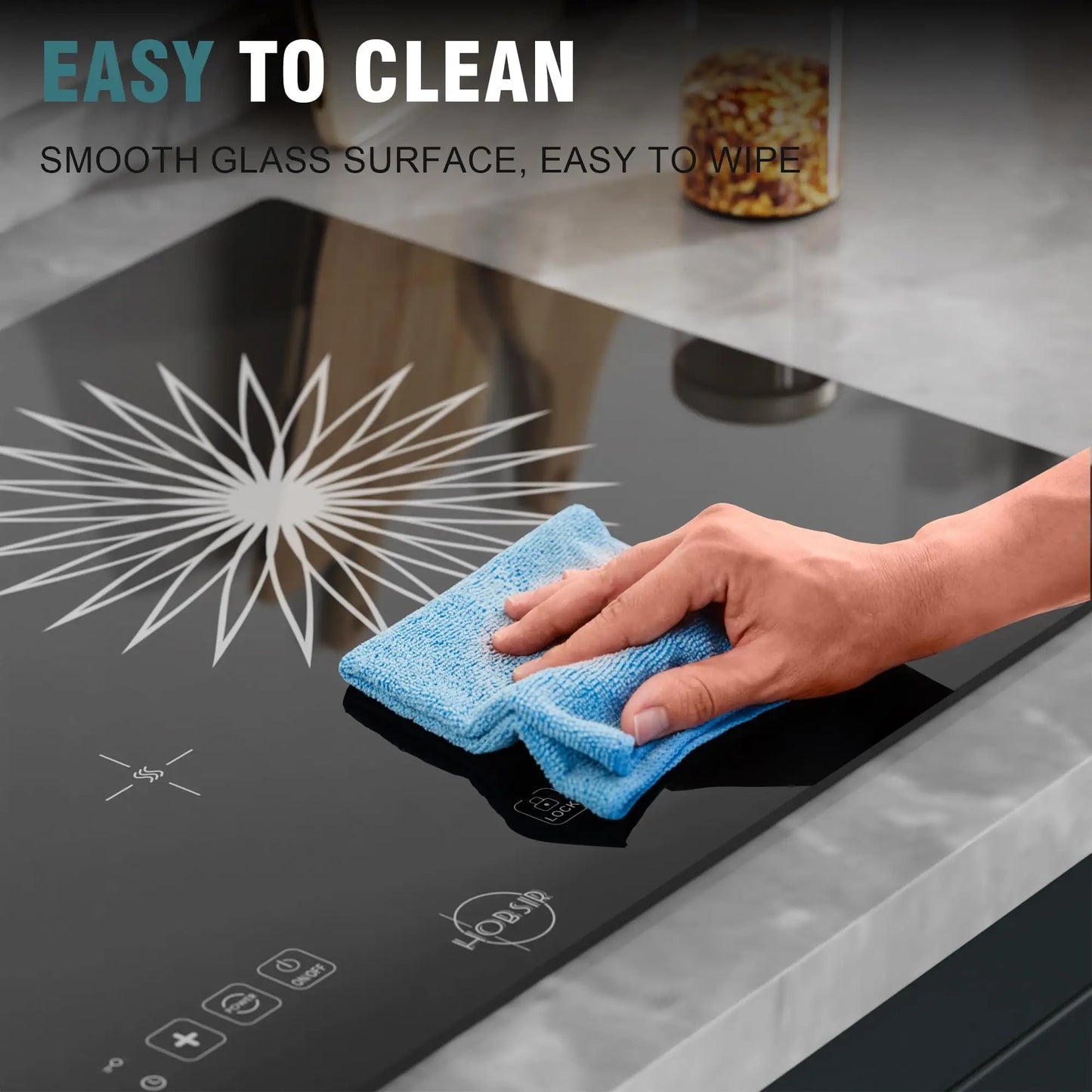 Hobsir Hob 2 Burner Built-in Electric Cooktop 24 Inch，110V-120V，Timer，Safety Lock for Apartment，with Plug