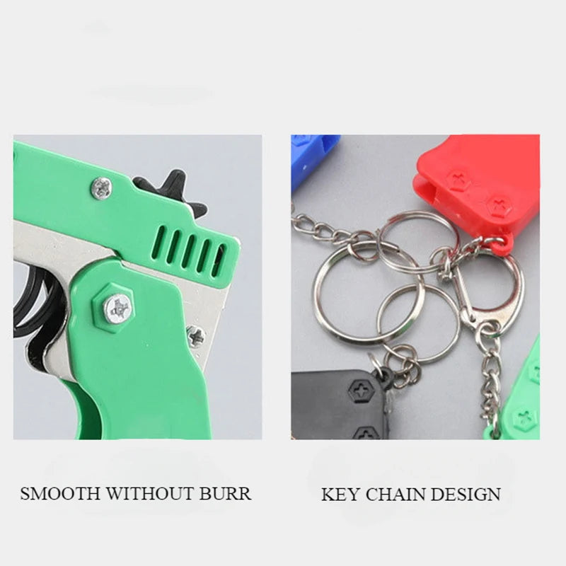 1pcs Keychain Foldable Rubber Band Launching Pistol Suitable for Children's Outdoor Party Gift Boy Competitive Shooting Fun Gift