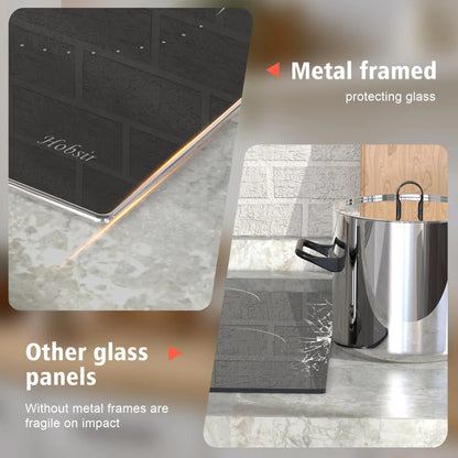 Hobsir hob 30 Inch 4 Burner Built-in Electric Cooktop，6800W，with Dual Oval Zone，Glass Protection Metal Frame，220V-240V Hard Wire