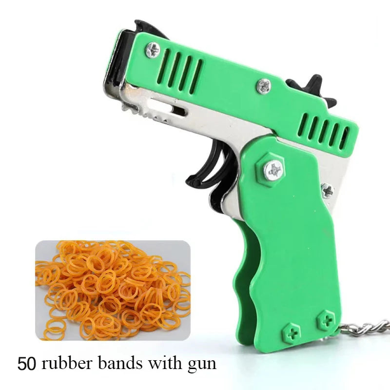 1pcs Keychain Foldable Rubber Band Launching Pistol Suitable for Children's Outdoor Party Gift Boy Competitive Shooting Fun Gift