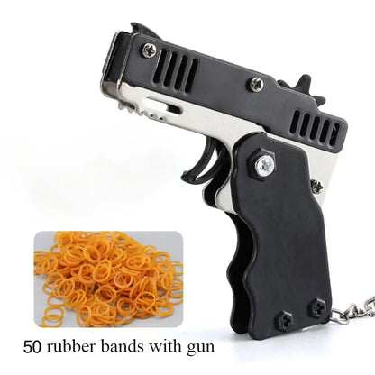 1pcs Keychain Foldable Rubber Band Launching Pistol Suitable for Children's Outdoor Party Gift Boy Competitive Shooting Fun Gift