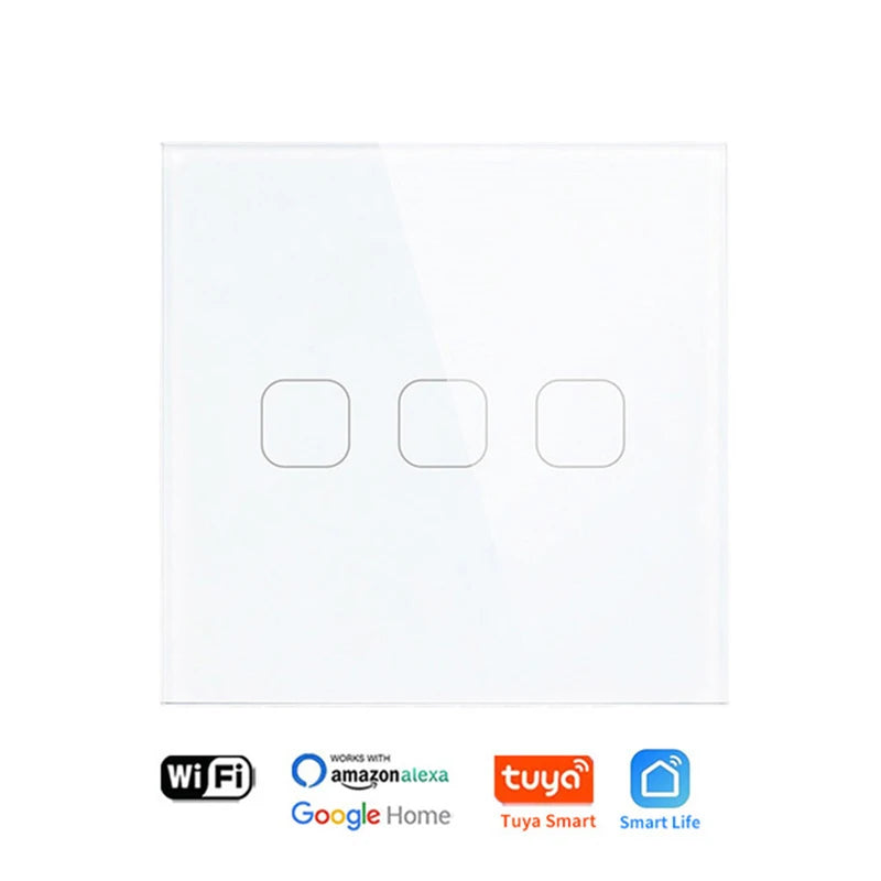 UNKAS No Neutral Wire Required 1 2 3 4 Gang Wifi Wall Light Touch Switch EU 220V Tuya Smart Home Support Alexa Google Home