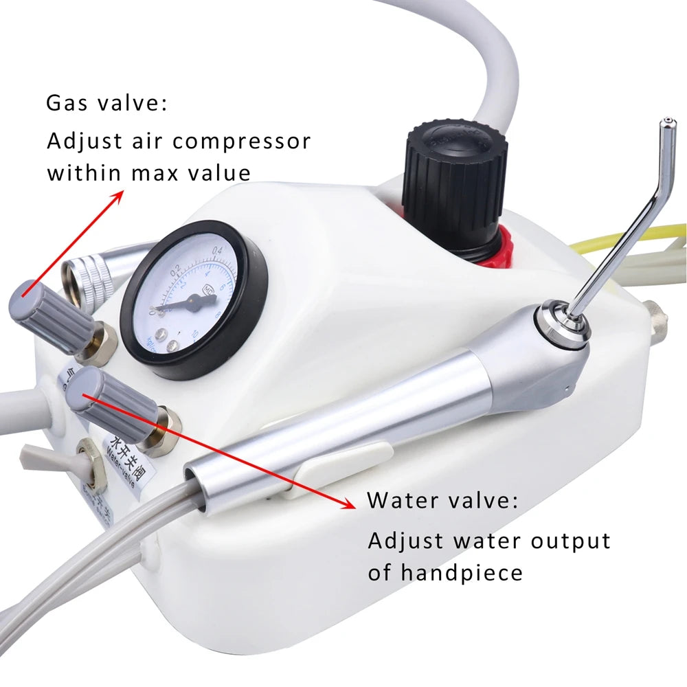 Portable Dental Turbine Unit Work With Air Compressor 3 Way Syringe 2/4 Holes Handpiece Tube Dentistry Equipment Plastic Shell