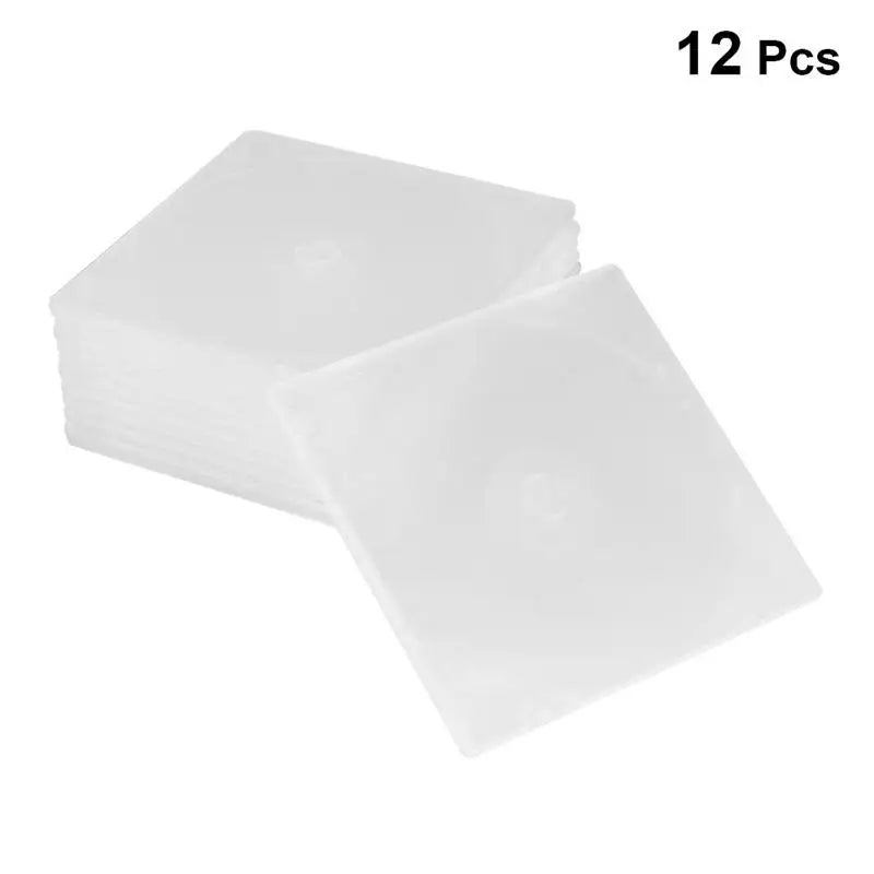 12PCS Ultrathin DVD Case Transparent CD Package Portable CD Storage Box For Home Cinema Film Pluggable Cover CD Case (White)