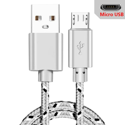 Micro USB Cable 1m/2m/3m Data Sync USB Charger Cable For Samsung Huawei Xiaomi HTC Android Phone Nylon Braided Microusb Cables
