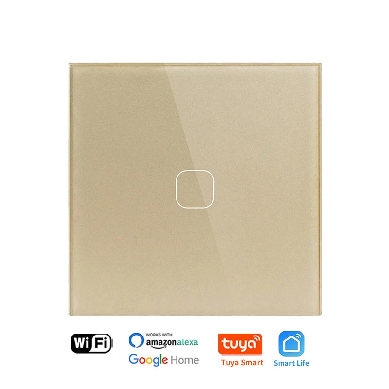 UNKAS No Neutral Wire Required 1 2 3 4 Gang Wifi Wall Light Touch Switch EU 220V Tuya Smart Home Support Alexa Google Home